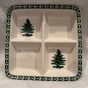 Spode Evergreen Christmas Tree Square, 4 Section serving dish, excellent!